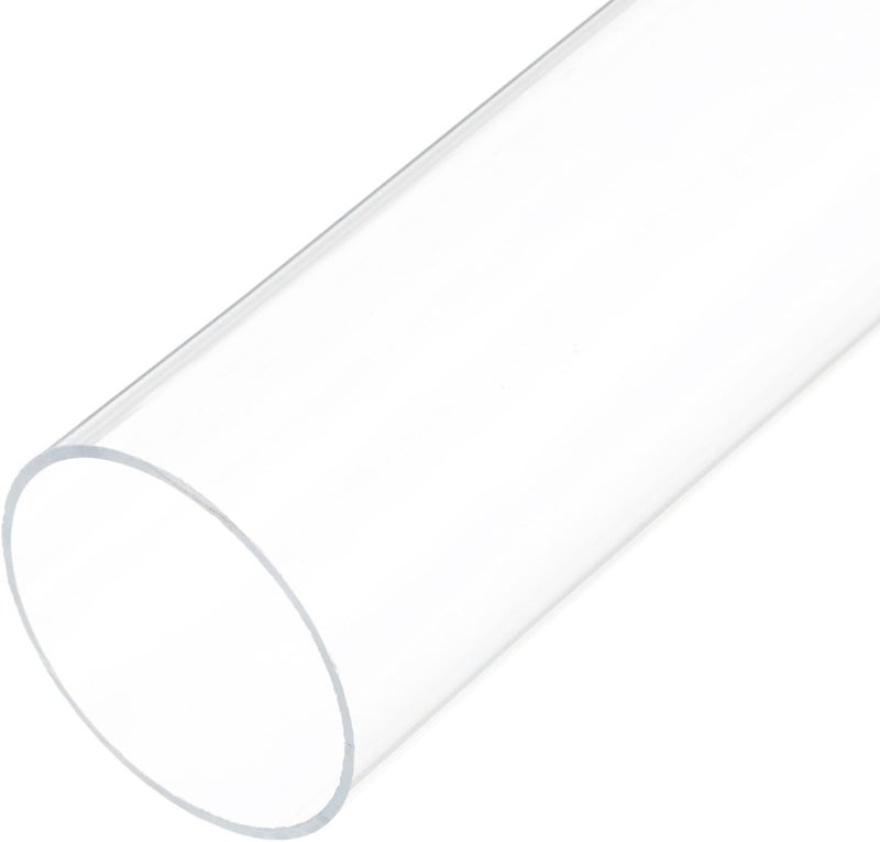 Rebower 14" Clear Plastic Rigid Pipe 61mm ID x 65mm OD (2 3/8" ID x 2 9/16" OD) Acrylic Round Polycarbonate Tubing, [for Plumbing, Hydraulics, Aquarium] - Image 1